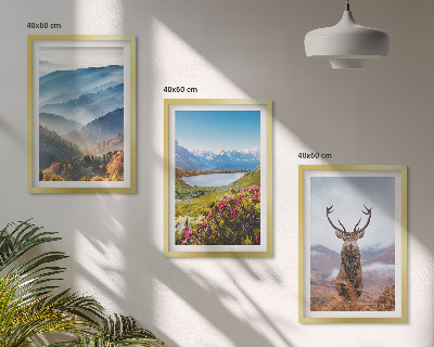 Cadre photo mural La nature des cerfs des lacs de montagne