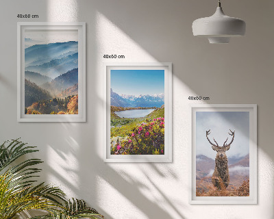 Cadre photo mural La nature des cerfs des lacs de montagne