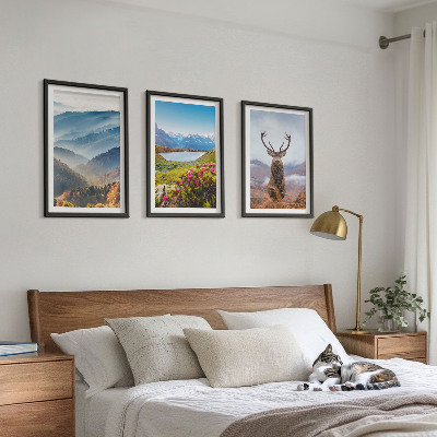 Cadre photo mural La nature des cerfs des lacs de montagne