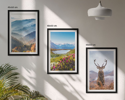 Cadre photo mural La nature des cerfs des lacs de montagne