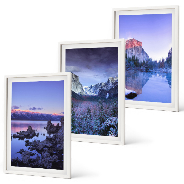 Lot de 3 tableaux pour salon Paysages de montagne, coucher de soleil, eau