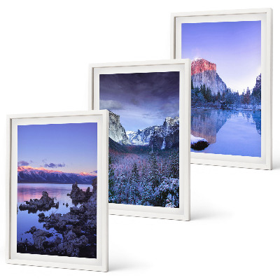 Lot de 3 tableaux pour salon Paysages de montagne, coucher de soleil, eau