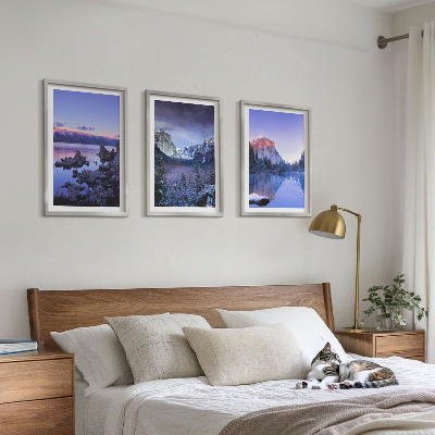 Lot de 3 tableaux pour salon Paysages de montagne, coucher de soleil, eau