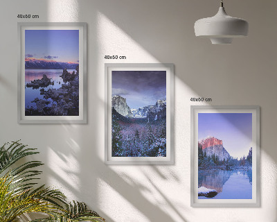 Lot de 3 tableaux pour salon Paysages de montagne, coucher de soleil, eau