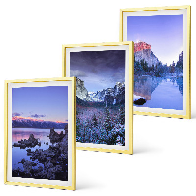 Lot de 3 tableaux pour salon Paysages de montagne, coucher de soleil, eau