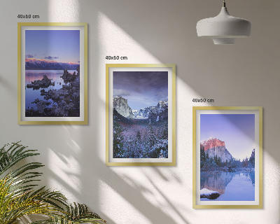 Lot de 3 tableaux pour salon Paysages de montagne, coucher de soleil, eau