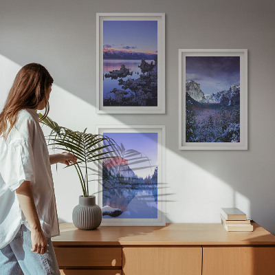 Lot de 3 tableaux pour salon Paysages de montagne, coucher de soleil, eau