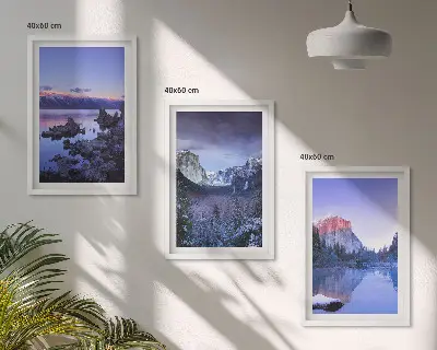 Lot de 3 tableaux pour salon paysages de montagne au coucher du soleil au bord de l'eau