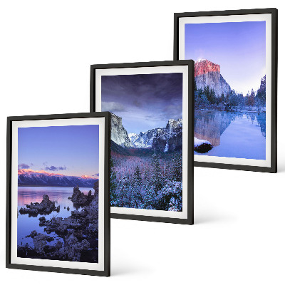 Lot de 3 tableaux pour salon Paysages de montagne, coucher de soleil, eau