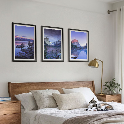 Lot de 3 tableaux pour salon Paysages de montagne, coucher de soleil, eau