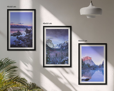 Lot de 3 tableaux pour salon Paysages de montagne, coucher de soleil, eau