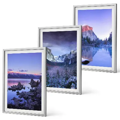 Lot de 3 tableaux pour salon paysages de montagne au coucher du soleil au bord de l'eau