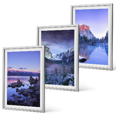 Lot de 3 tableaux pour salon Paysages de montagne, coucher de soleil, eau
