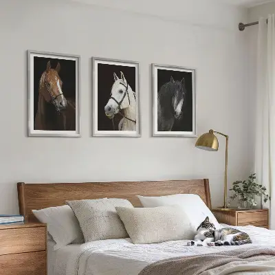 Cadre photo mural représentant des portraits de chevaux aux nuances de fourrure