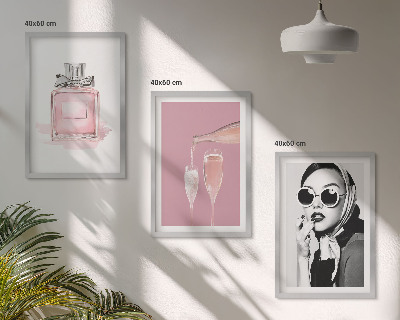 Lot de 3 tableaux pour salon Accessoires roses élégants