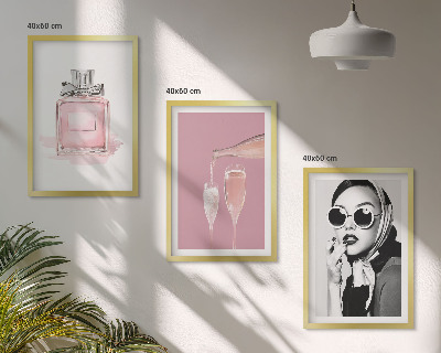 Lot de 3 tableaux pour salon Accessoires roses élégants