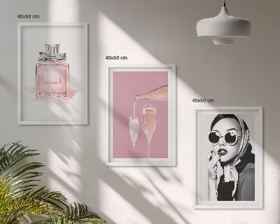 Lot de 3 tableaux pour salon Accessoires roses élégants