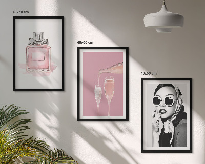Lot de 3 tableaux pour salon Accessoires roses élégants