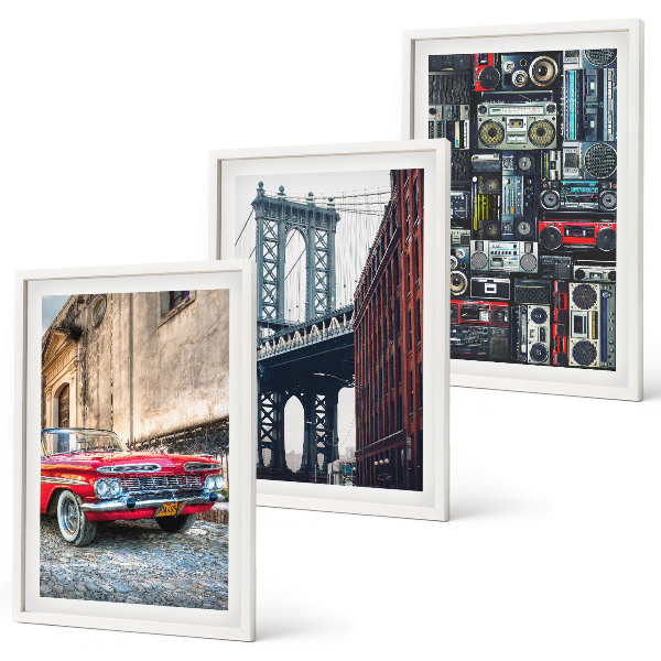 Lot de 3 tableaux pour salon Vieux pont de Brooklyn audio rétro
