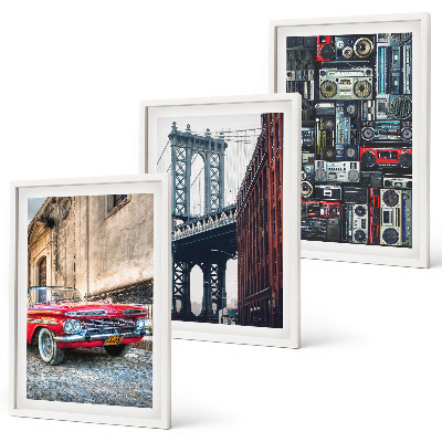 Lot de 3 tableaux pour salon Vieux pont de Brooklyn audio rétro