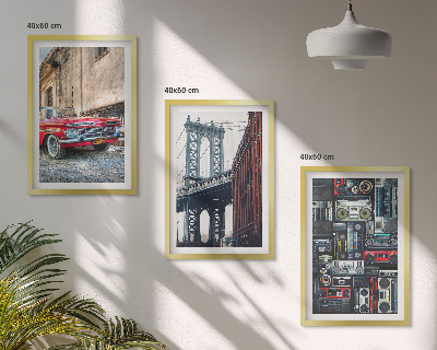 Lot de 3 tableaux pour salon Vieux pont de Brooklyn audio rétro