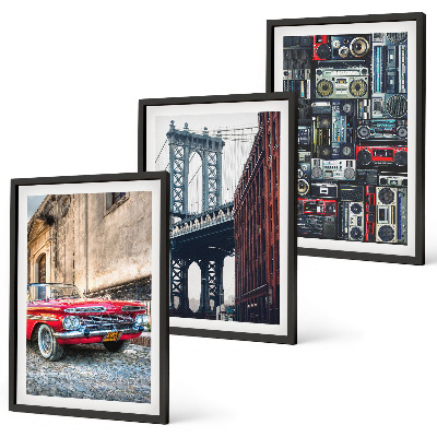 Lot de 3 tableaux pour salon Vieux pont de Brooklyn audio rétro