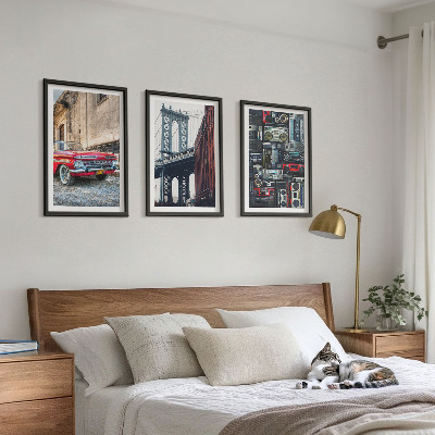 Lot de 3 tableaux pour salon Vieux pont de Brooklyn audio rétro