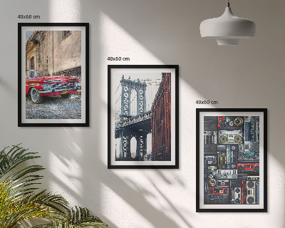Lot de 3 tableaux pour salon Vieux pont de Brooklyn audio rétro