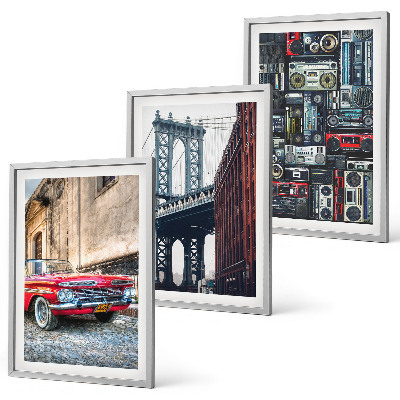 Lot de 3 tableaux pour salon Vieux pont de Brooklyn audio rétro