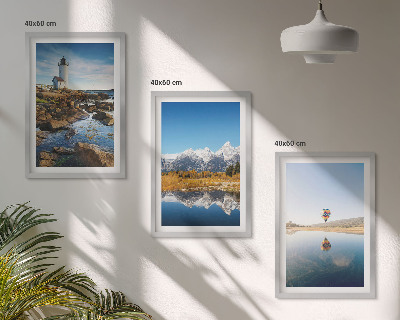 Cadre photo mural Vues sur la nature, phare, montagnes, montgolfière