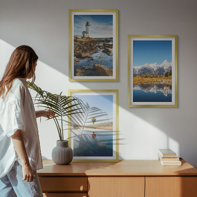 Cadre photo mural Vues sur la nature, phare, montagnes, montgolfière