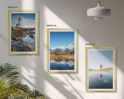 Cadre photo mural Vues sur la nature, phare, montagnes, montgolfière
