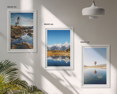 Cadre photo mural Vues sur la nature, phare, montagnes, montgolfière