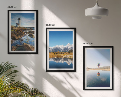 Cadre photo mural Vues sur la nature, phare, montagnes, montgolfière