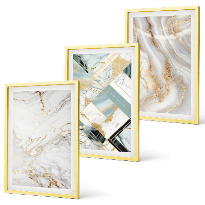 Lot de 3 tableaux pour salon Motifs de marbre élégants
