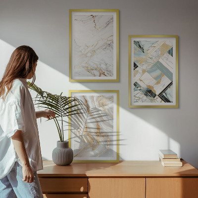 Lot de 3 tableaux pour salon Motifs de marbre élégants
