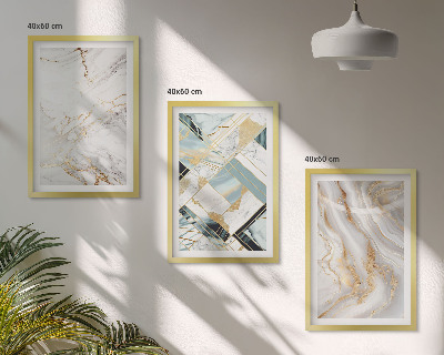 Lot de 3 tableaux pour salon Motifs de marbre élégants
