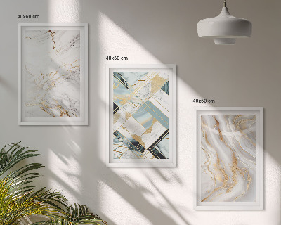 Lot de 3 tableaux pour salon Motifs de marbre élégants