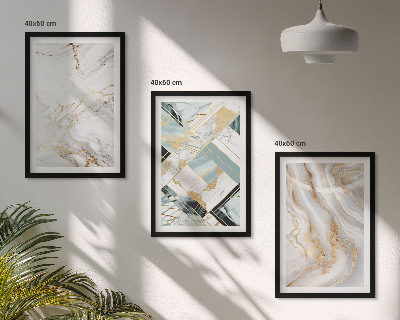 Lot de 3 tableaux pour salon Motifs de marbre élégants