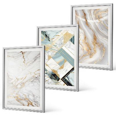 Lot de 3 tableaux pour salon Motifs de marbre élégants