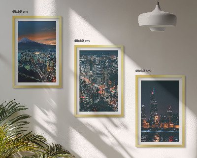 Cadre photo mural Vue de la ville sur la montagne la nuit