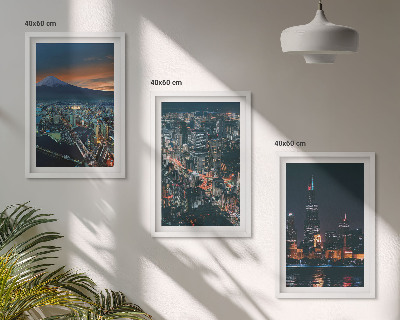 Cadre photo mural Vue de la ville sur la montagne la nuit