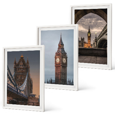 Lot de 3 tableaux pour salon Pont de Londres, horloge Big Ben
