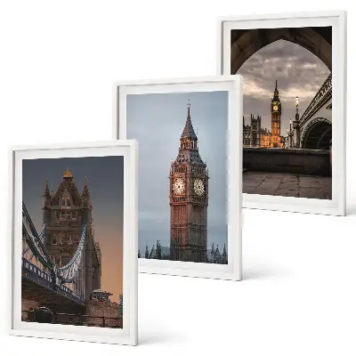 Lot de 3 tableaux pour salon représentant le pont de Londres et l'horloge Big Ben