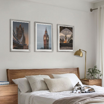 Lot de 3 tableaux pour salon Pont de Londres, horloge Big Ben