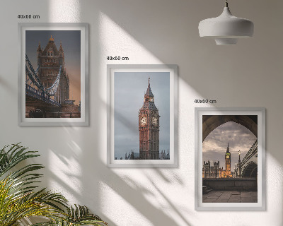 Lot de 3 tableaux pour salon Pont de Londres, horloge Big Ben