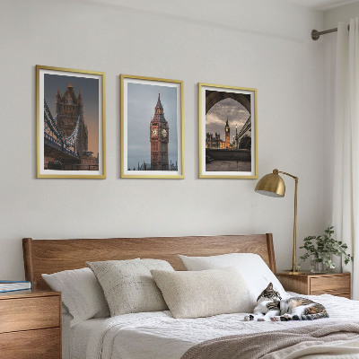Lot de 3 tableaux pour salon Pont de Londres, horloge Big Ben