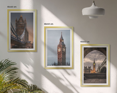 Lot de 3 tableaux pour salon Pont de Londres, horloge Big Ben