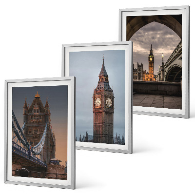 Lot de 3 tableaux pour salon Pont de Londres, horloge Big Ben