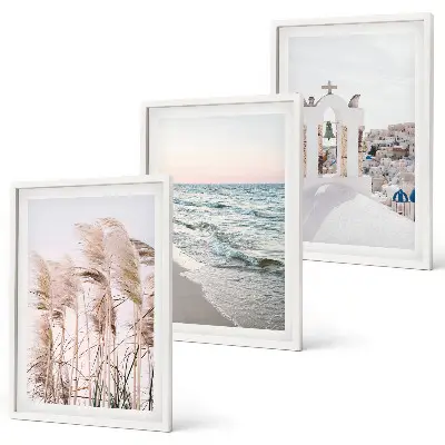 Cadre photo mural plantes, vagues et maisons